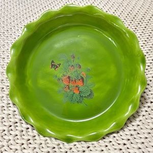 Vintage 70’s Pie Plate with Strawberry and Butterfly Design